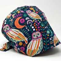 Scrub Cap/ Scrub Hat - Festive Owls - Cute Animal Pixie for Women - Women/Men Scrub Cap Surgical Hat