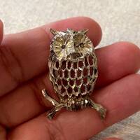 Vintage Silver Owl Pin