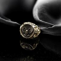 Owl Signet Ring, Brass Animal Jewelry, Mens Wedding Band