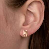 Silver and gold plated owl stud earrings