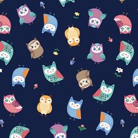 Owl Fabric, Floral Fabric, Happy Camper, Woodland Owls Navy, Nature Fabric, Camping Fabric, Navy Fab