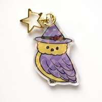 Witch owl acrylic charm -- keychain