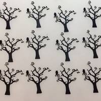 Halloween Die Cuts * Owl in Tree * Set of 12 * Black Cardstock * Spooky Tree with Owl * Fun Hallowee