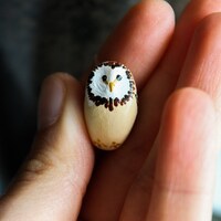 Medium Owl - Walnut shell gift box included!!! - tiny owl figurine - owl collectible - miniature owl