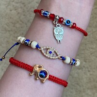 Evil Eye Owl Bracelet, Blue and White Bracelet, Knot Bracelet, Guadalupe Protection Bracelet, Gift f