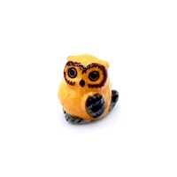 Miniature Ceramic Owl Bird Mini Baby Night Animal Little Yellow Figurine Tiny Statue Small Decoratio