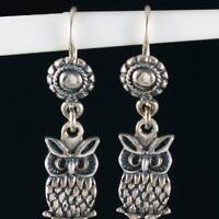 Owl of Athena Earrings,Handcrafted in 925 Sterling Silver-Goddess Athena Sacred Bird-Symbol of Wisdo