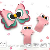 Owl Hair Bow & Snap Clip Templates: Faux Leather, Felt (SVG, PDF)