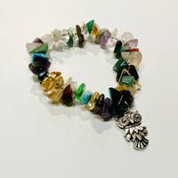 Rock & Glass Bracelet with Owl Charm