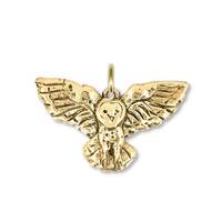 Flying Barn Owl Charm for Charm Bracelet in 14K Solid Gold