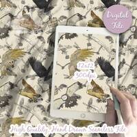 Owls Digital Paper - Seamless Postal Service Pattern, Carrier Owl fabric, Imagination magical world,