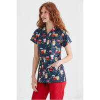 Unisex Owl Patterned Scrub Top Only, V Neck Nurse Scrub Top, Veterinary Women's Scrub Top, Nurse