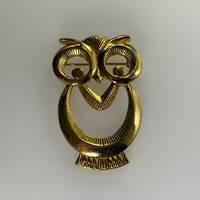 Vintage Pin Brooch Gold Toned Owl Design Used