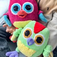 owlet hop hop, crochet owl, knitted owl, cartoon character
