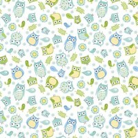 Playhouse Pals 13208-82 owl happy turquoise/ lime by Jessica Flick for Benartex