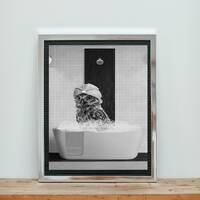 Owl taking a bath, Owl Print, Funny Bathroom Art, Owl in Toilet, Toilet Owl, Owl in toilet, Black An