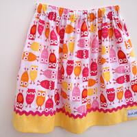 GIRLS TWIRLY SKIRT - Urban Owls - Everyday Cotton - Girls size Large  - 5-6 years - Last One!!!