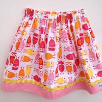 OOAK SKIRT - Urban Owls Everyday Cotton Skirt - Girls size Medium