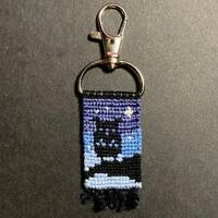 Night Sky Owl Handwoven Keychain