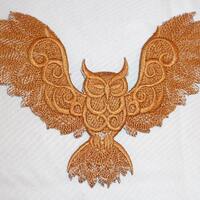 Huge 14inch Wide Embroidered Owl with Wings Spread 2 Colour Motif / Patch / Badge / Jacket Back Appl