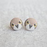 Owl Fabric Button Earrings
