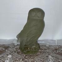 Goebel 1978 Large Frosted Glass Owl Figurine