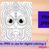 Owl Coloring Page, Procreate Owl, Adult Coloring, Coloring Pages, Digital Coloring, Printable Colori