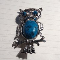 Vintage Faux Turquoise Owl Brooch