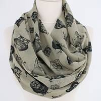 Agressive Owls infinity Scarf Circle Long Scarf, Spring - Summer - Fall - Winter Session