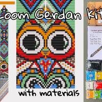 KIT Colorful patchwork owl Bead loom Gerdan pattern, owl bird necklace pattern, owl lover Gerdan mak