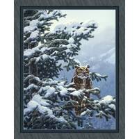 Winter Owl Fabric Quilt Panel: Wildlife Cotton (36" x 45")