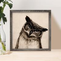 Owl - Pen and Ink: [Framed Print] Beautiful curious owl, perfect for those trying to create a whimsi