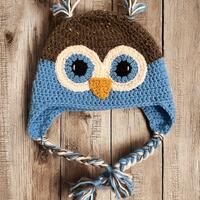 Blue Owl Hat - teen/adult - ready to ship today