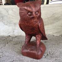 Balinese Handmade Owl Wooden Statue Size 25.5 cm x 17 cm x 12 cm Wood Carving, Sculpture, Art from B