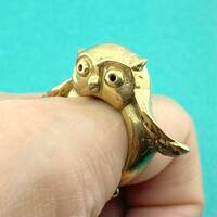Super Adorable 3D Baby Owlet Owl Shaped Ring in Brass for Bird Lovers in US Size 7 | MinimalHandmade