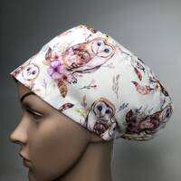 Owl floral surgical Scrub hat, scrub cap, medical scrubs, scrub caps for women, chef hat, vet, docto