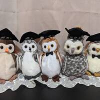 Ty Beanie Babies Vintage Graduation Owls. Choose from Wise (1998), Wiser (1999), Wisest (2000), Smar