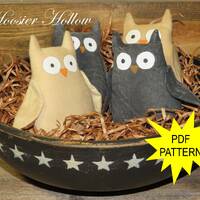Primitive Little Owls Bowl Fillers Pattern, Sewing Bird Doll, Prim Decor, Fall PDF Instant Download 