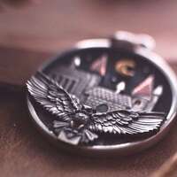 Silver handcrafted pendant, Silver owl pendant, pendant with owl