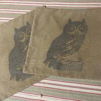 Decorative Textured Throw Pillow Covers Cabin Decor, Rustic Decor, Owls, Animal Decor, Owl Collectib