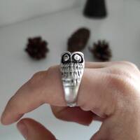 Silver Owl Ring, Summer Jewellery, Stackable Animal Jewelry, Bird Unisex Ring, Thumb Ring, Minimalis