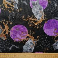 Gothic Owls, Ravens, Spiders Cotton Fabric: Quilting, Dressmaking, Craft, by Andover