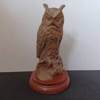 Commanding Brass Owl Sculpture