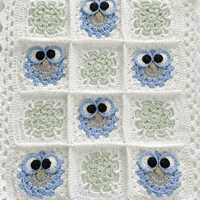 Crocheted Owl Baby Blanket
