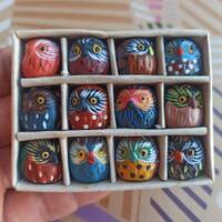 Owls Set, Cute Clay Owls, Collectible Birds, Collectible Owls, Vintage Bird Collection, Retro Owls C