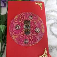 Sculpted steampunk owl pink polymer clay journal