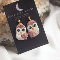 Barn Owl Earrings - Handmade in the UK, Polymer Clay Bird Jewellery, Gift for Bird Nerds