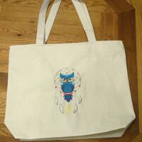 Natural  Zippered Bag With a Dream Catcher Owl Embroidery