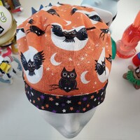 Halloween Owls with Coordinating Halloween Fabric Scrub Cap, Scrub Hat, Surgical Cap, Surgical Hat