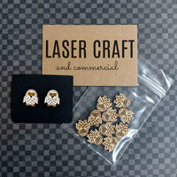 Laser Cut Maple Wood Snowy Owl Earring Blanks, Jewelry Making (5 Pairs)